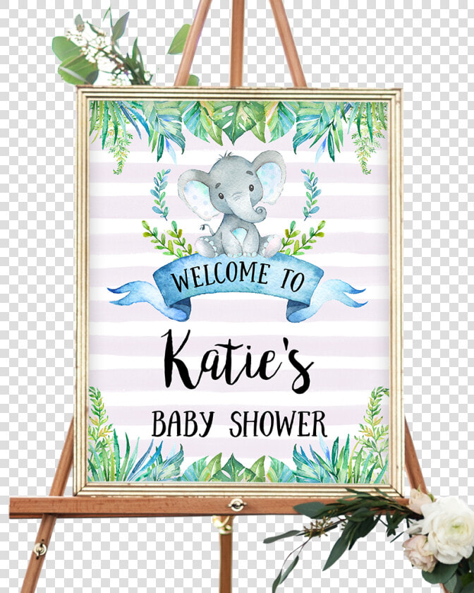 Blue Elephant Safari Welcome Sign   Elephant Baby Shower Sign  HD Png DownloadTransparent PNG
