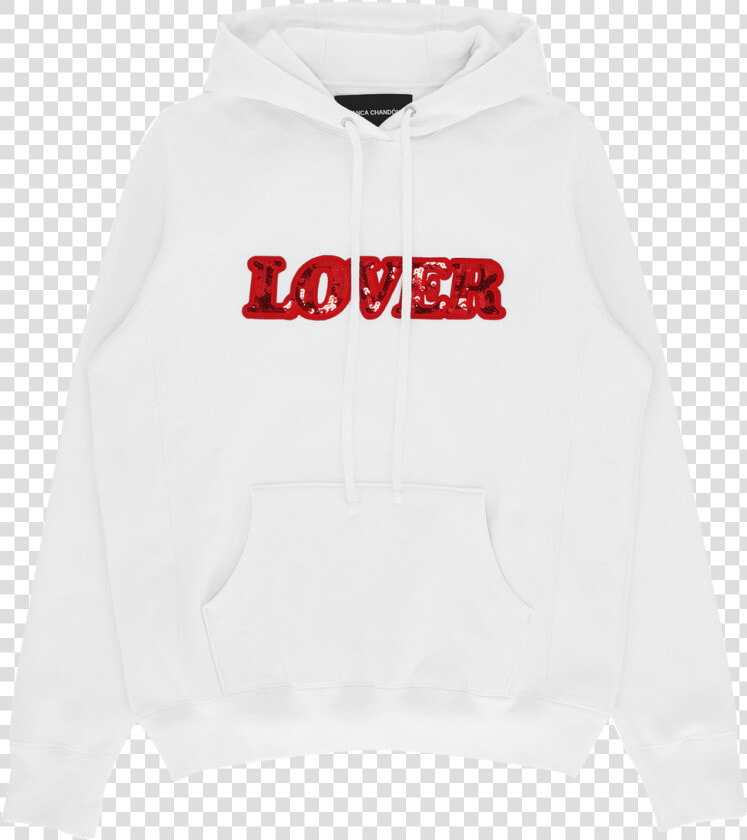 Lover Pullover Hooded Sweatshirt  White red Sequin    Hoodie  HD Png DownloadTransparent PNG