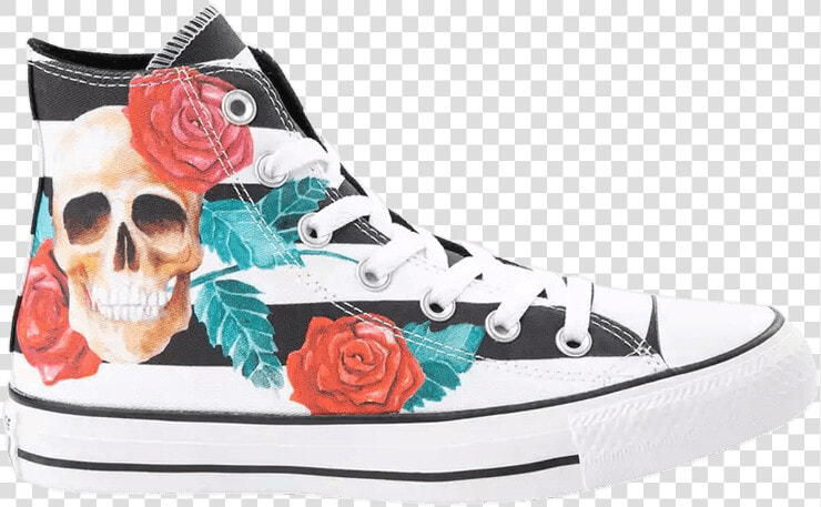 Converse Chuck Taylor All Star Hi Skull Roses Sneaker  HD Png DownloadTransparent PNG