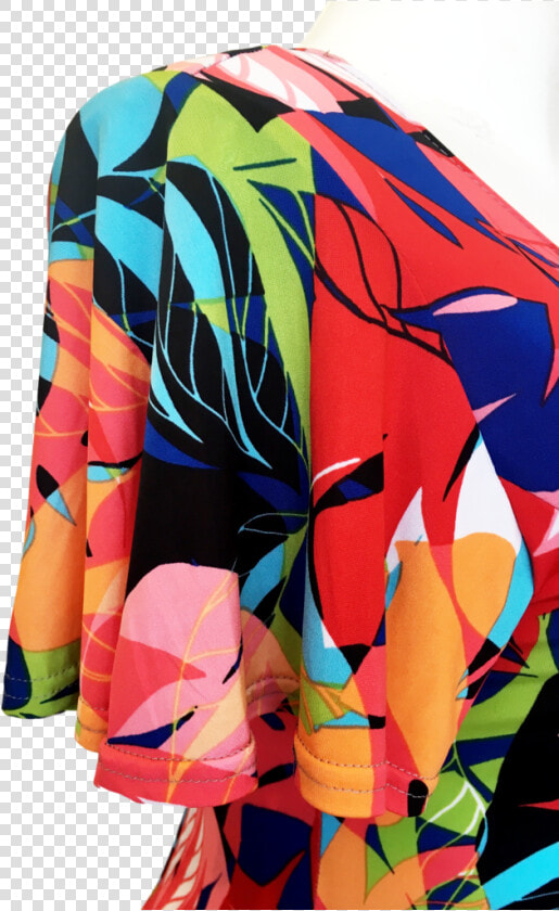 Flutter Sleeve Fit And Flare Dress In Tropical Red  HD Png DownloadTransparent PNG