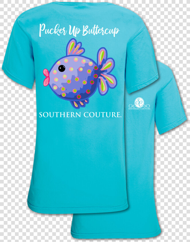 Southern Couture Pucker Up Buttercup Lagoon Blue  HD Png DownloadTransparent PNG