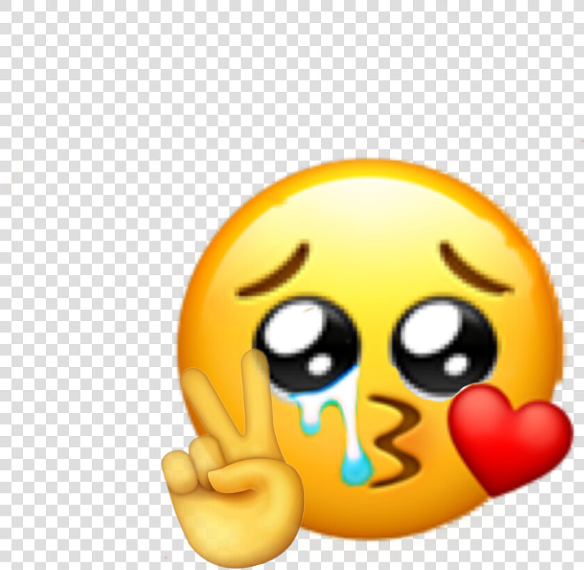  cry  emojimix  emoji  kiss  peace  sad  sademoji  freetoedit   Crying Emoji Peace Sign  HD Png DownloadTransparent PNG
