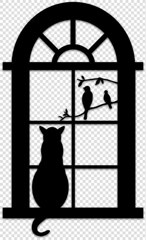 Transparent Cat Outline Png   Cat In Window Silhouette  Png DownloadTransparent PNG
