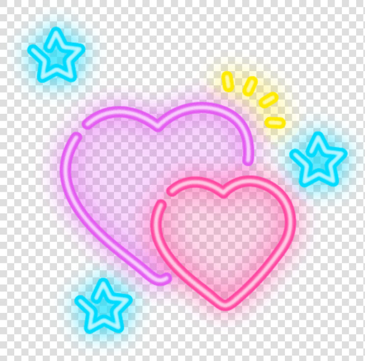  freetoedit  neon  pink  yellow  blue  heart  stars   Love Neon Png Picsart  Transparent PngTransparent PNG