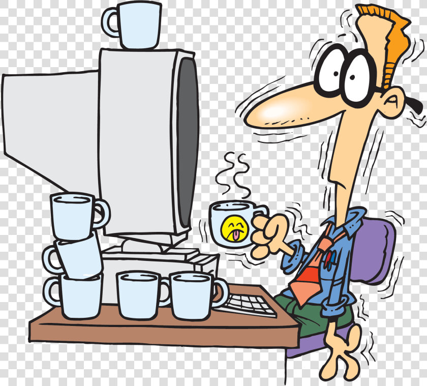Две Чаши Кафе На Ден Е Причина Инконтиненция На Урината   Cartoon Man Drinking Coffee  HD Png DownloadTransparent PNG