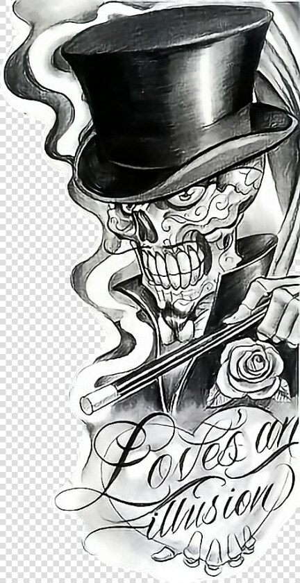  skull  hat  love  gangster  smoke  mexica freetoedit   Chicano Day Of The Dead Tattoo  HD Png DownloadTransparent PNG