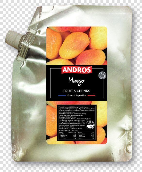 F122552 Andros Mango Fruit Chunks Doypack 1kg   Andros Fruit And Chunks  HD Png DownloadTransparent PNG