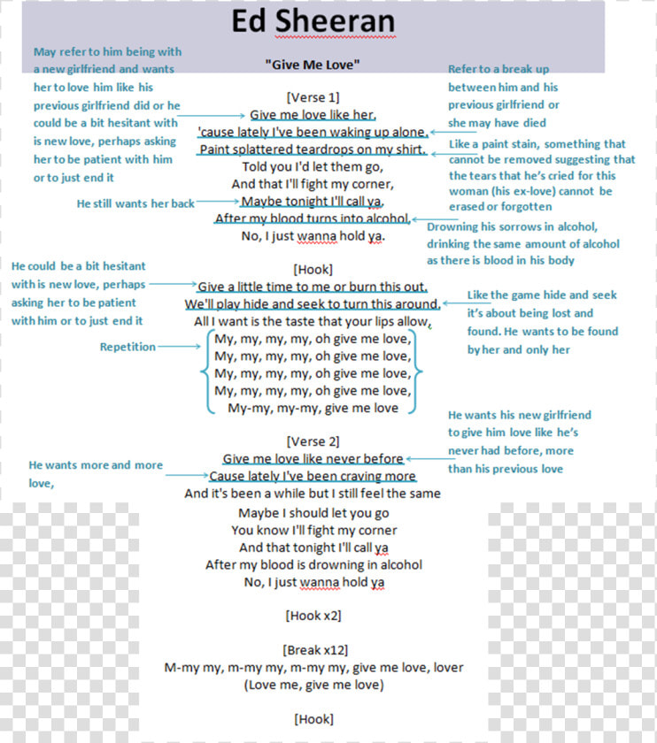 Ed Sheeran Lyrics Annotation   Lyrics Of Give Me Love By Ed Sheeran  HD Png DownloadTransparent PNG