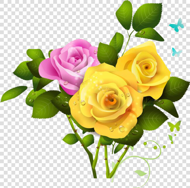 Pink Rose And Yellow Rose  HD Png DownloadTransparent PNG