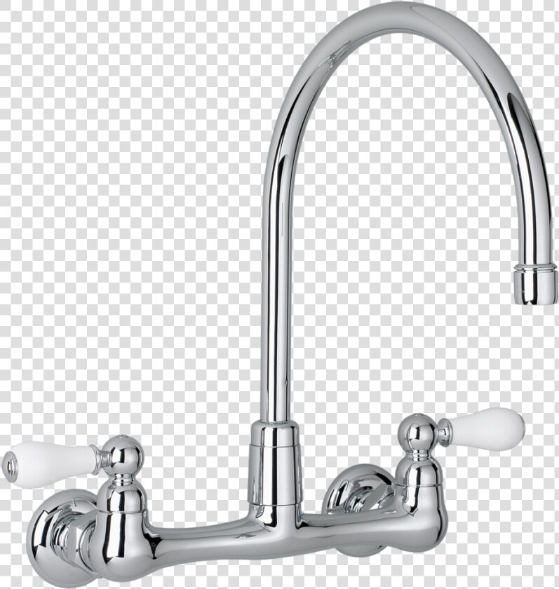Heritage 2 Handle High Arc Wall Mount Kitchen Faucet   Two Handle Wall Mounted Kitchen Faucet  HD Png DownloadTransparent PNG
