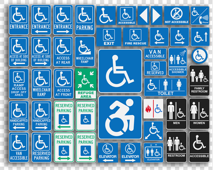 Many Types Of Ada Signs   Types Of Handicap Signs  HD Png DownloadTransparent PNG
