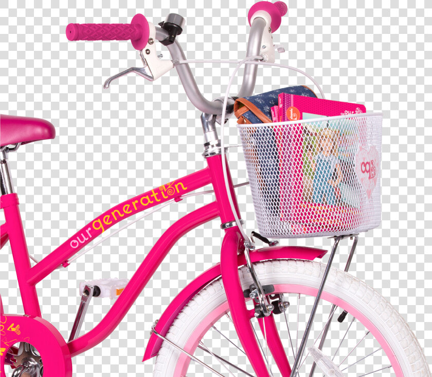 Og Bicycle For Kids Front Basket Holding Books02   Our Generation 20 Inch Bike  HD Png DownloadTransparent PNG