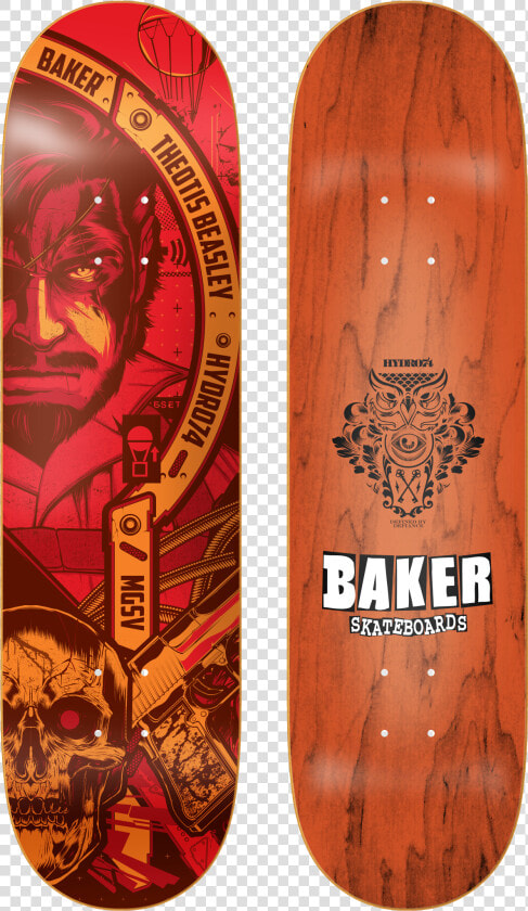 By Hydro74  By Baker Skateboards  With The Global Support   Metal Gear Solid Skateboard Deck  HD Png DownloadTransparent PNG