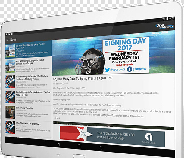 Android Gpb Football App On Tablet   Led backlit Lcd Display  HD Png DownloadTransparent PNG