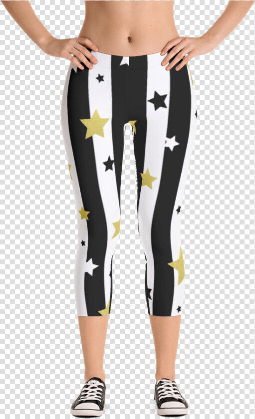 Golden Stars And Stripes Capri Leggings   Women 90s Workout Outfit  HD Png DownloadTransparent PNG