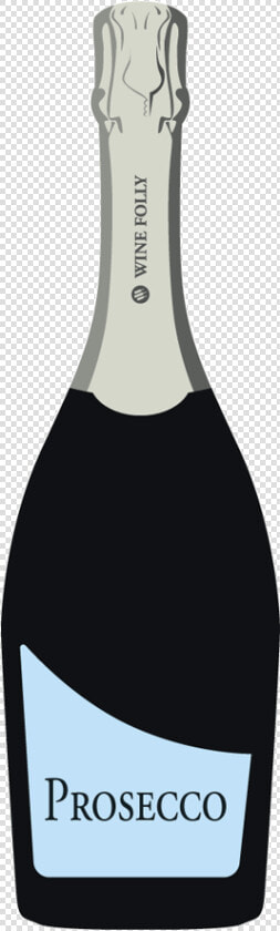 Prosecco Bottle With Blue Label   Illustration Of Prosecco Bottle  HD Png DownloadTransparent PNG