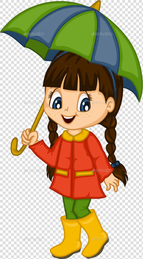 Cute Little Girl For 4 Seasons   Cute Cartoon Girl With Umbrella  HD Png DownloadTransparent PNG