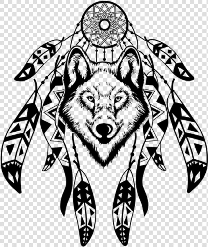 Tribal Drawing Dreamcatcher   Atrapasueños Con Lobo Dibujo  HD Png DownloadTransparent PNG