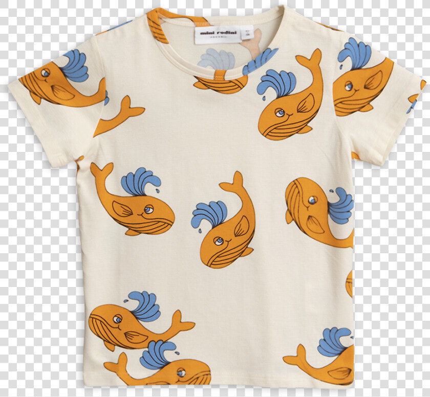 Mini Rodini Orange Whale Print Tee   Mini Rodini T Shirt  HD Png DownloadTransparent PNG