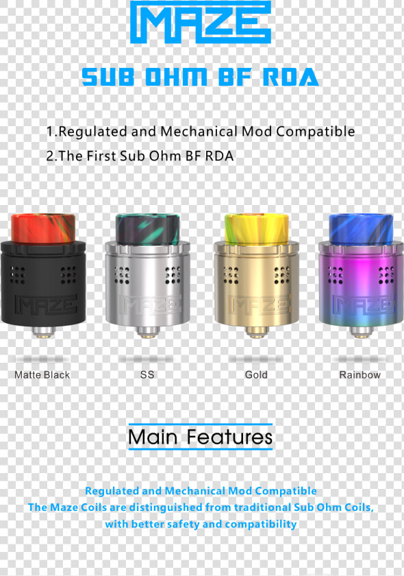 Maze Bf Rda   Vandy Vape Maze Sub Ohm Rda  HD Png DownloadTransparent PNG