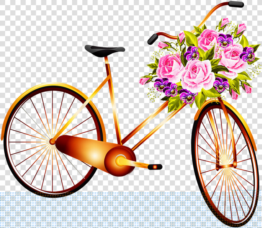 Bicycle Basket With Flowers Woman Bicycle Free Photo   Basket Bike With Flowers  HD Png DownloadTransparent PNG