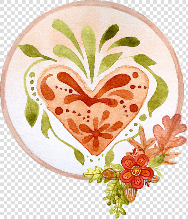 Floral  Heart  Tag  Fall  Watercolor  Greeting  Card   Ideas For Diary Decoration Inside  HD Png DownloadTransparent PNG