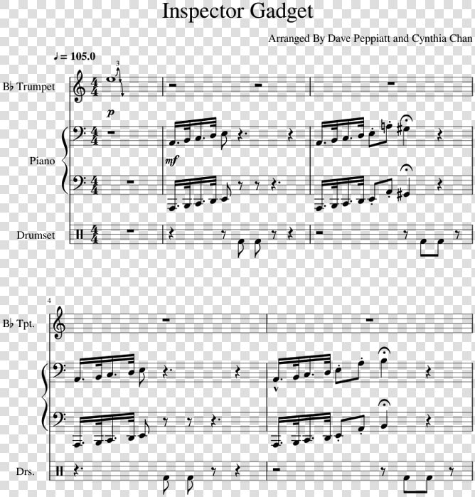 Inspector Gadget Piano Sheet Free  HD Png DownloadTransparent PNG