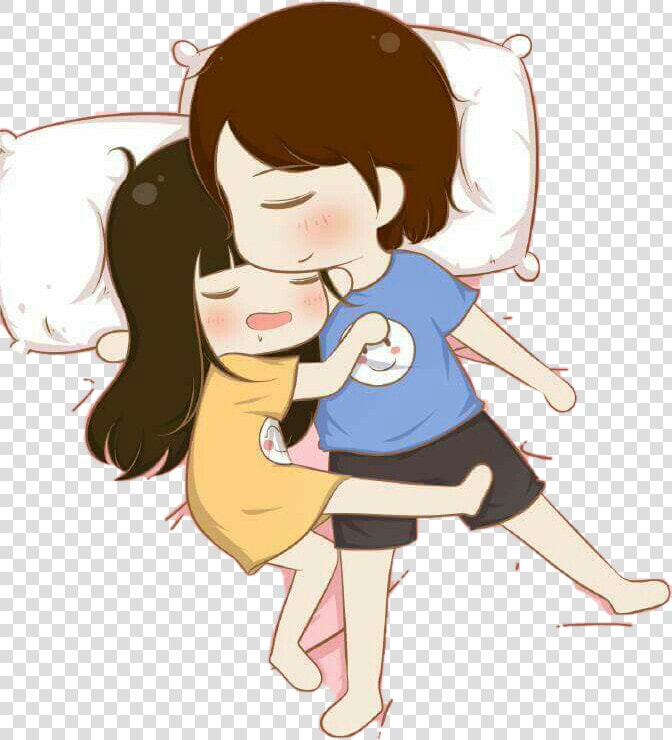  cuddle  love  sleep  freetoedit   Cuddling Sleep Together Cartoon  HD Png DownloadTransparent PNG