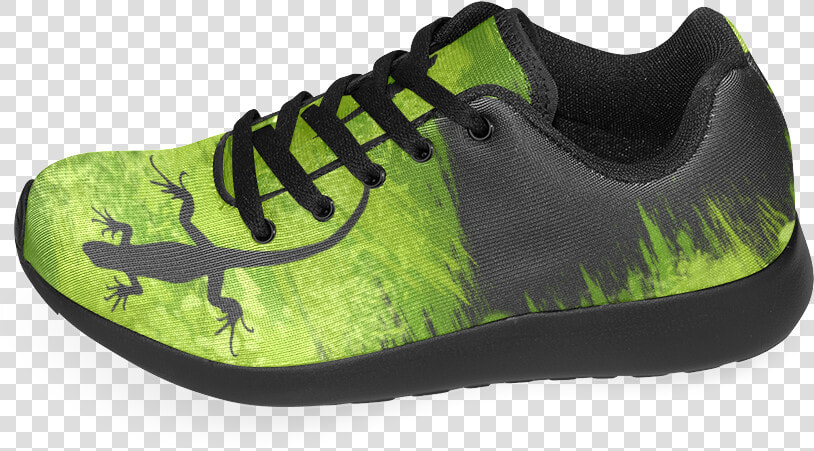 Green Lizard Shape Painting Black Women’s Running Shoes   Running Shoe  HD Png DownloadTransparent PNG