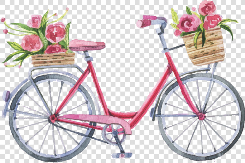 Bicicletta   Bicycle With Flowers Png  Transparent PngTransparent PNG
