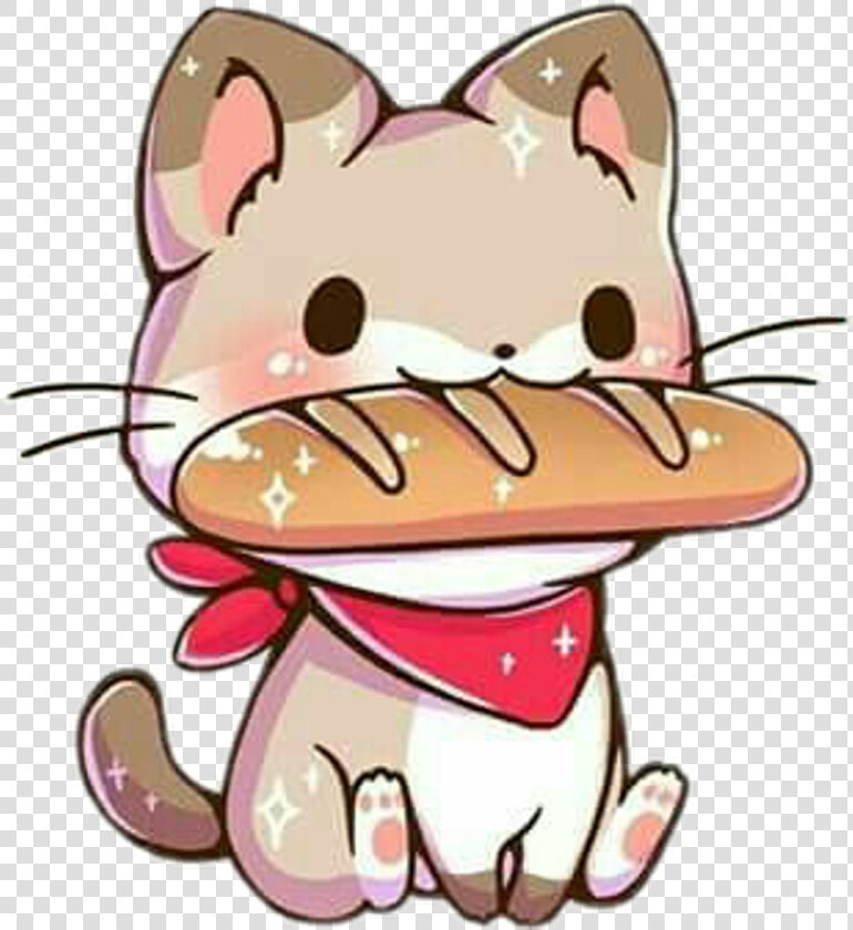Freetoedit Cute Kawaii Cat French Bread Hat Baguette   Cute Kawaii Cat  HD Png DownloadTransparent PNG