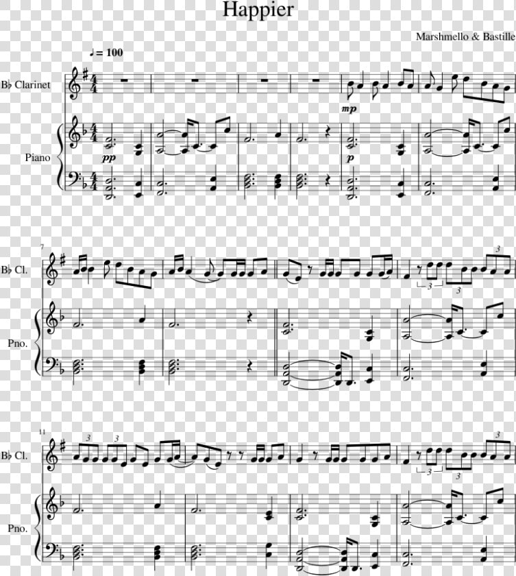 Happier Clarinet Sheet Music Marshmello   Png Download   Dynasty Piano Sheet Music  Transparent PngTransparent PNG