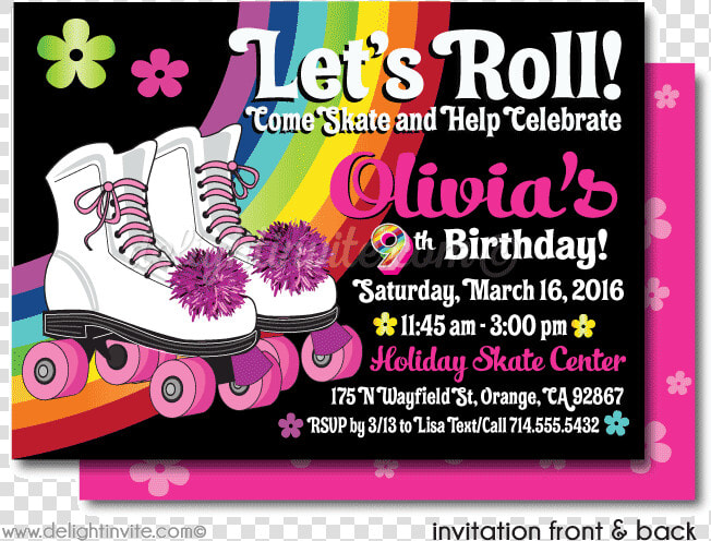 Roller Skate Party Invite Png   Roller Skating Free Birthday Invitation  Transparent PngTransparent PNG