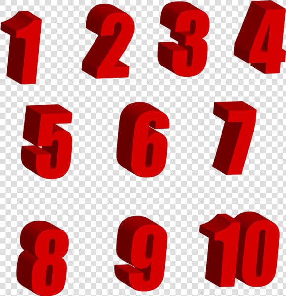 Red text font clip Art material   Numeros Em 3d Png  Transparent PngTransparent PNG