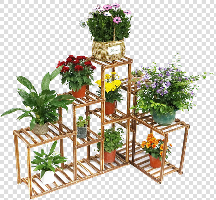 Wooden Plant Stand 10 Tier Flower Pot Display Rack   Corner Flower Pot Png  Transparent PngTransparent PNG