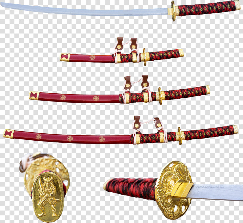Transparent Katana Png   Katana Sword Red And Gold  Png DownloadTransparent PNG