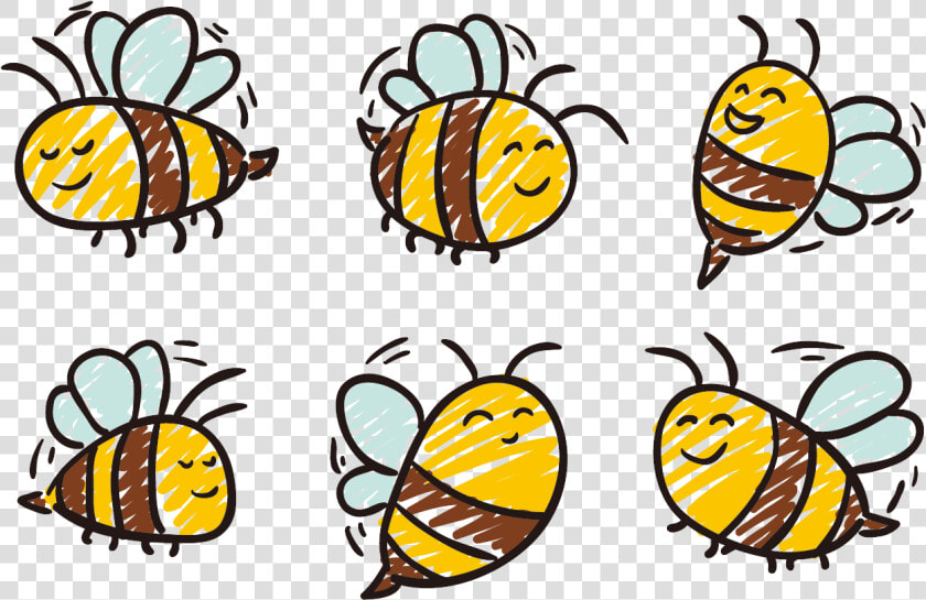 Cute Drawn Bee Clipart   Png Download   Bees Drawing Png  Transparent PngTransparent PNG
