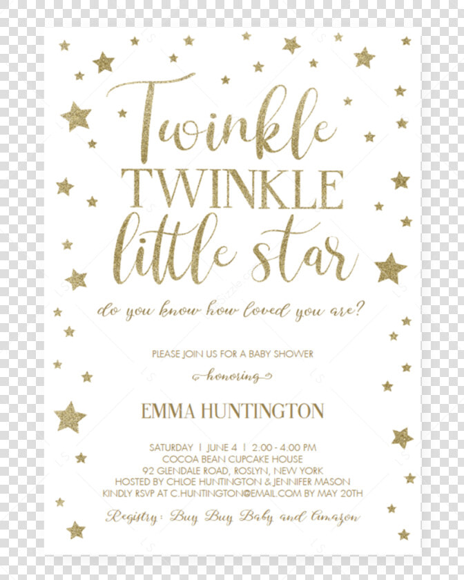 Twinkle Twinkle Little Star Baby Shower Invitation   Paper  HD Png DownloadTransparent PNG