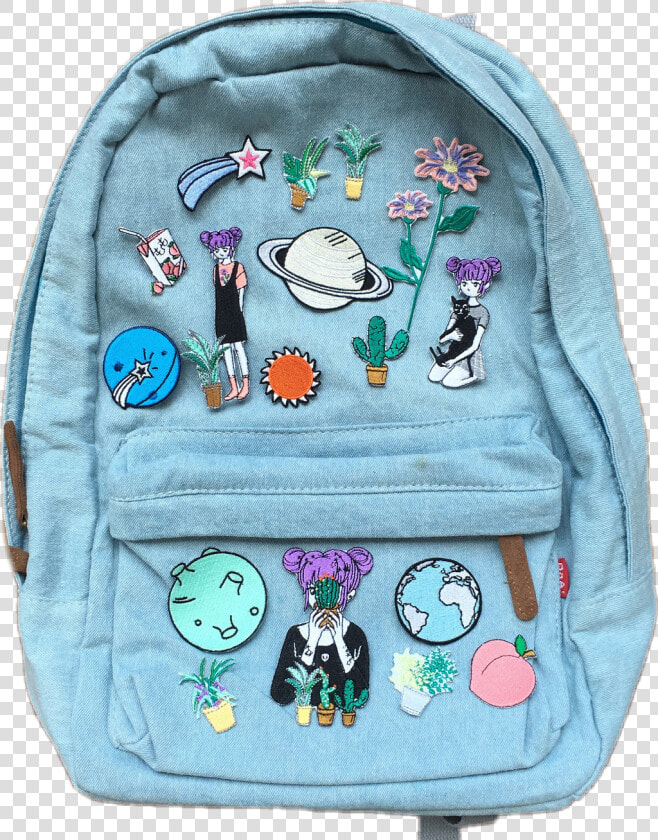  vintage  blue  space  plants  aesthetic  moodboard   Backpack Patches And Pins  HD Png DownloadTransparent PNG