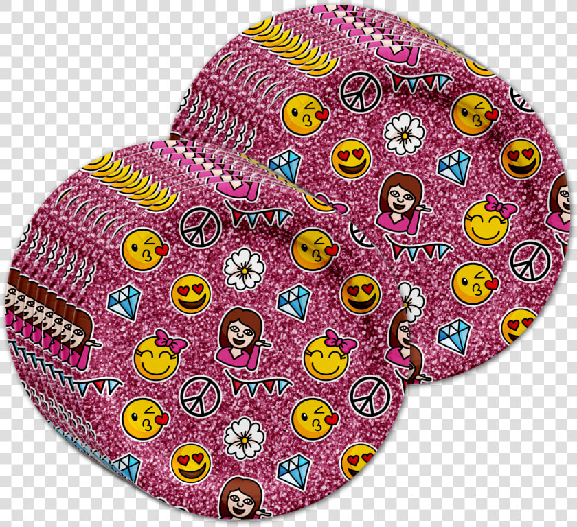 Girl Pink Glitter Emoji Birthday Party Tableware Kit   Heart  HD Png DownloadTransparent PNG