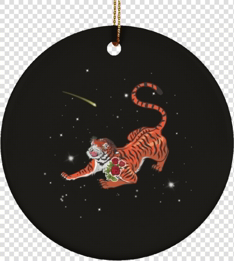 Tiger In Stars Ceramic Circle Tree Ornament   Illustration  HD Png DownloadTransparent PNG
