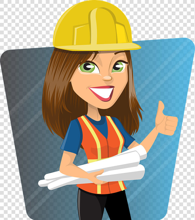 Woman  Engineer  Work  Worker  Lady  Plans  Helmet   Woman Project Manager Cartoon  HD Png DownloadTransparent PNG