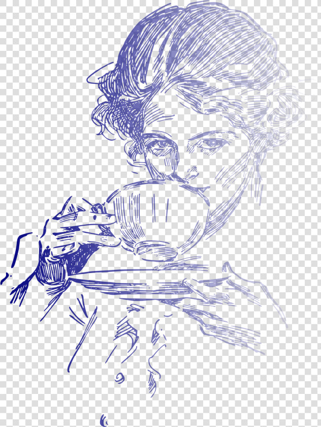 Woman Drinking Coffee Or Tea 01 Clip Arts  HD Png DownloadTransparent PNG