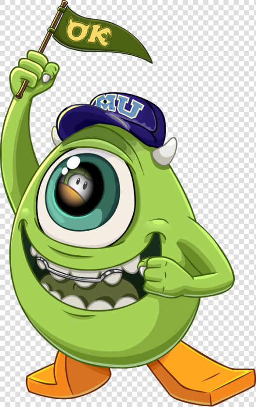 Mike Wazowski Ok Flag   Mike Monster Inc Cartoon  HD Png DownloadTransparent PNG