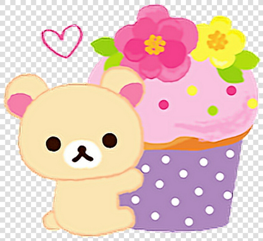 Kawaii Cute Bear Chibi Rillakkuma Png Stickers Flowers  Transparent PngTransparent PNG