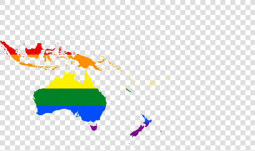 Lgbt Flag Map Of Oceania   Southeast Asia And Western Pacific  HD Png DownloadTransparent PNG