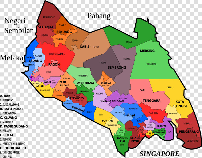 Transparent Assembly Line Clipart   Johor Map By District  HD Png DownloadTransparent PNG