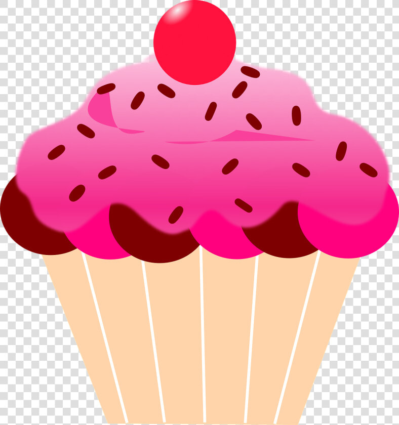 Cupcake  Cherry  Pink Icing  Dessert  Food  Sweet   Pink Cupcake Clipart  HD Png DownloadTransparent PNG