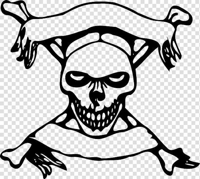 Skull  Cross Bones  Banners  Symbol  Danger  Pirate   Skull With Banners  HD Png DownloadTransparent PNG