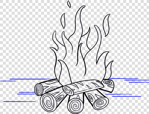How To Draw Fire   Drawing Of Camp Fire  HD Png DownloadTransparent PNG